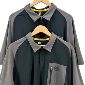 BRP Mens XL Performance Polo Shirt Black Grey Zipper Pocket RideOut Intimidation